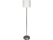 Ledu Linen Shade Slim Line Floor Lamp 1 x 13 W Fluorescent Bulb Weighted Base Linen Steel Floor mountable Silver White