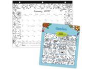 Blueline Garden Design Monthly Coloring Desk Pad Calendar