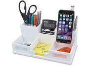 Victor Pure White Collection Wood Desk Organizer with Smart Phone Holder