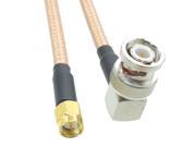 1pce Cable 8inch BNC male right angle to SMA male plug RG142 RF Pigtail jumper cable
