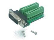 1pc DB15 D SUB male plug 15pin port Terminal Breakout PCB RS232 2 row without nut