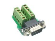 1pc DB9 D SUB VGA male plug 9pin port Terminal Breakout PCB RS232 485 2 row screw