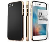 SaharaCase iPhone 7 Black Gold Case Trend Protective Kit Bundle with ZeroDamage Tempered Glass Screen Protector