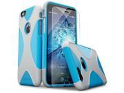 SaharaCase iPhone 6 6s Blue Silver Case X Case Protective Kit Bundle with ZeroDamage Tempered Glass