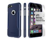 SaharaCase® iPhone 7 Navy Blue Case Classic Protective Kit Bundle with ZeroDamage® Tempered Glass
