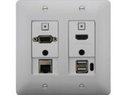 HDMI VGA Ethernet USB Wall Plate Extender Tx White