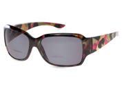 Readers.com The Angelina Bifocal Sun Reader 2.25 Black Pink Yellow with Smoke Womens Square Reading Sunglasses