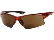 Readers.com The Phoenix Bifocal Sun Reader 2.00 Red Frame with Amber Lenses Unisex Sport Wrap Around Reading Sunglasses