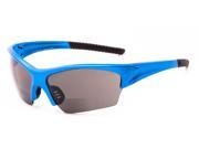 Readers.com The Elijah Bifocal Sun Reader 2.50 Blue Smoke Mens Sport Wrap Around Reading Sunglasses