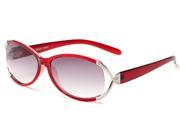 Readers.com The Claire Sun Reader 1.00 Red and Silver Womens Oval Reading Sunglasses