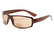 Readers.com The Oaklie Bifocal Sun Reader 3.00 Brown with Amber Unisex Rectangle Reading Sunglasses
