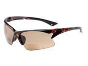 Readers.com The Phoenix Bifocal Sun Reader 1.50 Tortoise with Amber Unisex Sport Wrap Around Reading Sunglasses