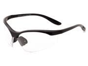 Readers.com The Cooper Bifocal Safety Reader 2.00 Matte Black Frame with Clear Lenses Mens Sport Wrap Around Reading Glasses