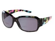 Readers.com The Angelina Bifocal Sun Reader 1.75 Black Pink Blue with Smoke Womens Square Reading Sunglasses