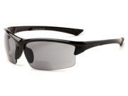 Readers.com The Foster Bifocal Sun Reader 2.50 Glossy Black with Smoke Unisex Sport Wrap Around Reading Sunglasses