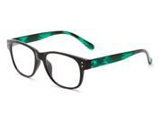 Readers.com The Bates 1.25 Black Green Reading Glasses