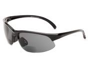 Readers.com The Marathon Bifocal Sun Reader 2.00 Black with Smoke Lenses Unisex Sport Wrap Around Reading Sunglasses