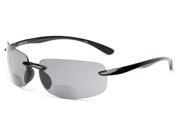 Readers.com The Riverside Bifocal Sun Reader 1.50 Black Frame with Smoke Lenses Unisex Rectangle Reading Sunglasses