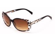 Readers.com The Cassia Bifocal Sun Reader 1.00 Black Leopard with Amber Reading Glasses