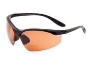 Readers.com The Campbell Bifocal Safety Reader 2.50 Matte Black Frame with Amber Lenses Unisex Sport Wrap Around Reading Sunglasses