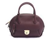 Salvatore Ferragamo Women s Fiamma Leather Satchel Handbag Burgundy