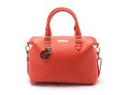 Versace Collections Women Pebbled Leather Top Handle Shoulder Handbag Satchel Red