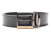 Versace Collection Men s Adjustable Stainless Steel Buckle Leather Belt Black