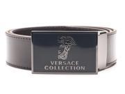 Versace Collection Men s Medusa Stainless Steel Buckle Leather Belt Brown
