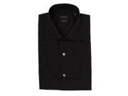 Valentino Men Spread Collar Stretch Cotton Dress Shirt Black