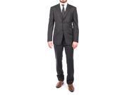 Luciano Barbera Men Two Button Wool Suit Black