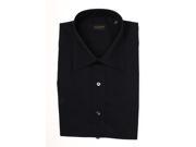 Valentino Men Spread Collar Stretch Cotton Dress Shirt Black