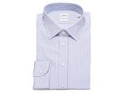 Armani Collezioni Men Slim Fit Cotton Dress Shirt Blue Pinstriped