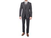 Luciano Barbera Men Two Button Wool Suit Navy Black