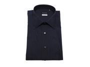 Valentino Men Slim Fit Cotton Dress Shirt Pinstripe Navy Grey