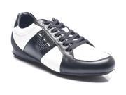 Emporio Armani Men s Leather GA Logo Sneakers Shoes White Black