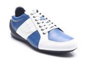 Emporio Armani Men s Leather GA Logo Sneakers Shoes White Blue