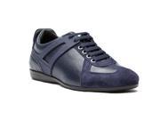Versace Collection Men s Leather Suede Low Top Sneakers Shoes Navy Blue