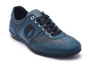 Versace Collection Men s Leather Rubber Medusa Logo Low Top Sneaker Shoes Blue