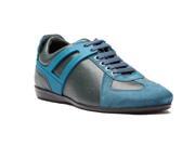 Versace Collection Men s Leather Suede Low Top Sneakers Shoes Emerald Green Aqua Blue