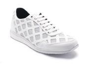 Versace Collection Men s Laser Cut Leather Mesh Sneaker Shoes White