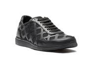 Versace Collection Men s Laser Cut Leather Mesh Sneaker Shoes Black