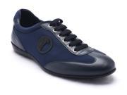 Versace Collection Men s Leather Rubber Medusa Logo Low Top Sneaker Shoes Navy