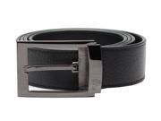 Versace Collection Men s Adjustable Stainless Steel Medusa Buckle Pebbled Leather Belt Black