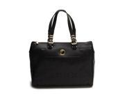 Versace Collection Women Leather Borsa Laser Cut Tote Handbag Black