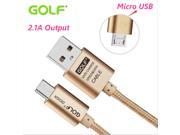 Golf Micro USB Cable 2.1A 1M 1.5M 2M 3M Metal Braided Cord Data Sync Wire Charger For Samsung Galaxy S4 S3 HTC Micro usb