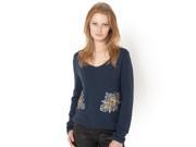 La Redoute Womens V Neck Jewelled Sweater Blue Size Us 4 6 Fr 34 36