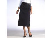 Womens Stretch Cotton Satin Straight Skirt With Adjustable Waist