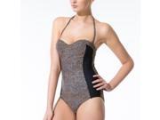 R Edition Womens Leopard Print Swimsuit Beige Size Us 6 Fr 36