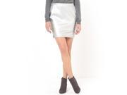 Womens Straight Cut Faux Leather Skirt With Elasticated Waist