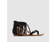 Womens Gopak Flat Leather Sandals With Fringing